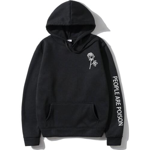 Hoodie Streetwear Men Women People Are Poison Sleeve Rose Flower Print Sweatshirt Hoodies Pullover Sudadera Hombre