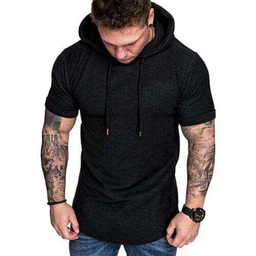 T Shirt Hoodie Slim Fit Casual Short Sleeve T Shirt Men Sport Summer Spring Large Size Casual Mens T-shirt Tops Tee