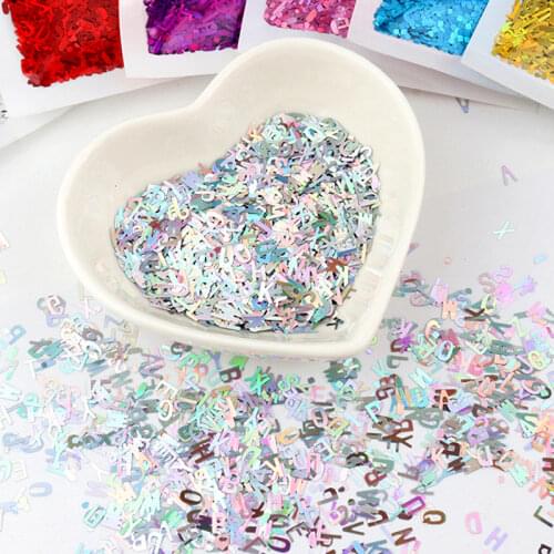 Ultrathin 4mm Letter Shape Sequins 3D Nail Glitter Paillettes Laser Silver Eo-Friendly PET Sequin Nails Art Manicure Material 8g