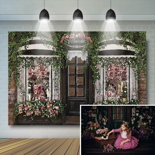Flower Shop Photography Backdrop Girl Portrait Kids Birthday Decor Baby Cake Smash Spring Garden Background Vinyl Photo Studio