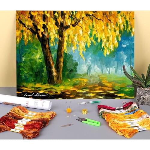 The Leaves That Never Fall Printed 11CT Cross Stitch DIY Embroidery Patterns DMC Threads Handiwork Handicraft work Decor