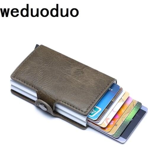 Weduoduo New Wallet Men Money Bag Mini Purse Male Vintage Automatical Aluminium Rfid Card Holder Wallet Small Smart Wallet