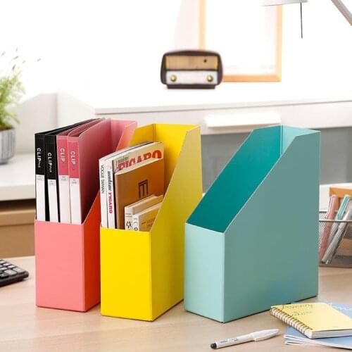 2PCS Creative Paperboard File Box Desk Organizer Office Paper Organizer Tray A4 Box DIY Magazine Holder Desk Paper Stand