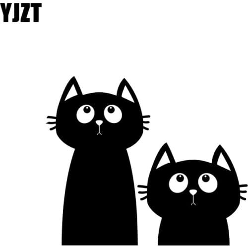 YJZT 15.5CM*12.9CM Decal Two Cats Looking Up Animal Pet Vinyl Car Sticker Black Silver C10-02364