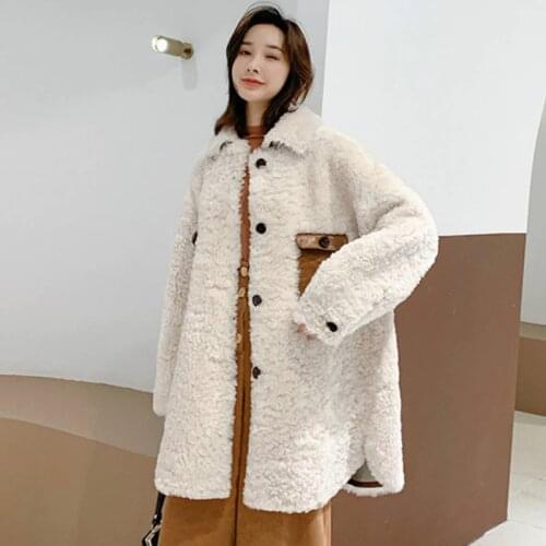 Coat Natural Real Fur Female Genuine Leather Jacket Sheepskin Coat 100% Wool Jacket Winter Coat Women Clothes 2020 ANNA1-88820