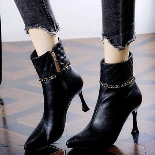 Short boots womens stiletto heel 2021 autumn and winter new retro wild thin boots pointed temperament high-heeled boots