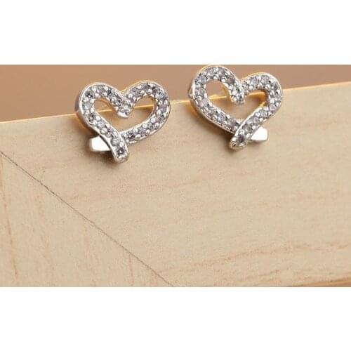 S925 Silver Needle Hollow Heart-shaped Earrings Female Korean Temperament Miniature Mini Zircon Earrings Sweet Ear Jewelry