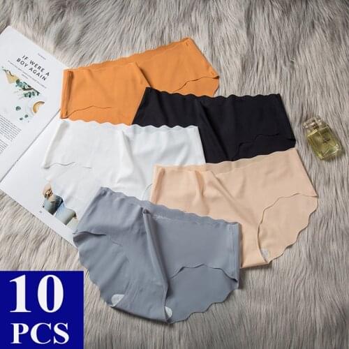 0.6$/pcs 10 Pcs/lot Ce Silk Seamless Underwear Women Sexy Lingerie Low Waist Breathable Underpants Women Pantys Briefs Majtki