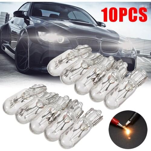 10pcs 12V 1.2W T5 286 Glass Amber Light Blub Car Wedge Dashboard Instrument Panel Brake Lamp Accessories