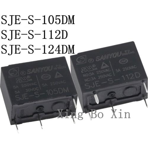 Free shipping 5PCS 100% new and original SANYOU relay SJE-S-112DM 12V 5A 250VAC for Air conditioner DC Mini Power Relay