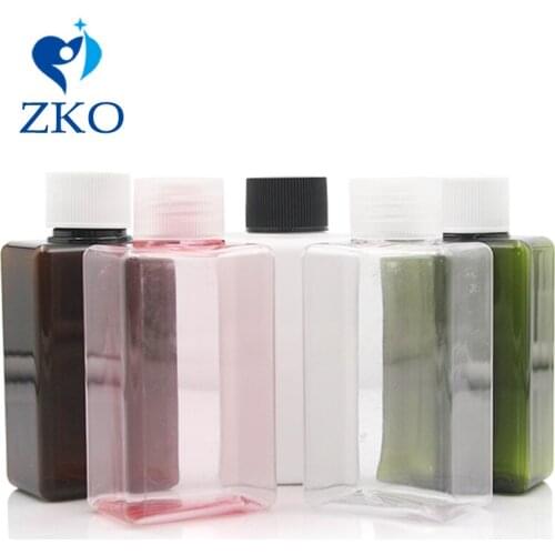 100ml PETG Cosmetics Refillable Square Bottle with Cola Cap Black/White/Transparent Screw Cap Makeup Water Bottles Free Shipping