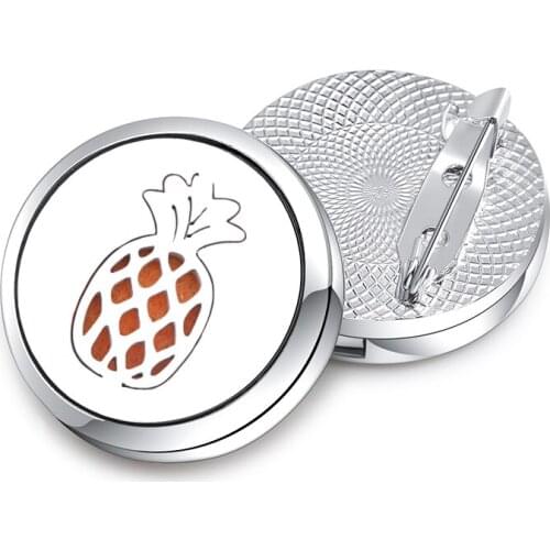 11 Styles Pineapple Stainless Steel Brooch Fine Pin Badge Aromatherapy Essential Oil Diffuser Perfume Locket Accessories Jewelry