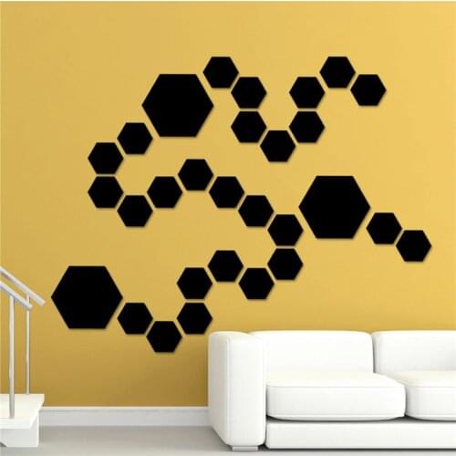 12Pcs 3D Hexagon Acrylic Mirror Wall Stickers DIY Art Wall Decor Stickers Living Room Mirrored Sticker Gold Home Decor U3