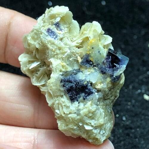 15.7gNatural purple fluorite and mica mineral specimen stone home decoration halo healing round vein teaching QUARTZ GEM