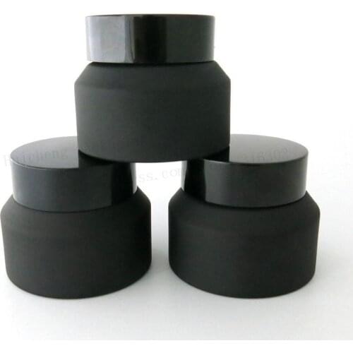 15g 30g 50g Frost Black Glass Cream Jar With Lids White Seal Insertion Container Cosmetic Packaging Glass Cream Pot