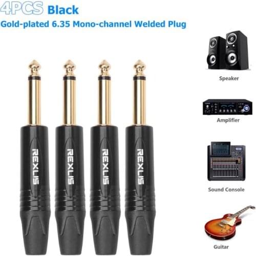 6.35mm Mono Jack Male Plug Connector DIY Soldering Plug for Microphone Earphone MP3 MP4 mono male head