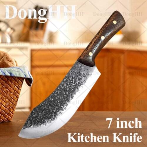 7 Inch Butcher Knife Professional Kitchen Knife Forged Chef Handmade Damascus Steel Vegetable Meat Fruits Cutter Slicer