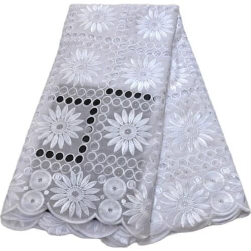 Free Shipping White hand cut DIY high quality wedding lace African Fabric 5 Yards 100% Cotton Swiss Voile Lace-N88156