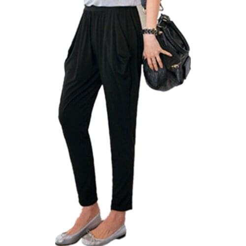 Woman Capris Big size 8xl Soft Milk Silk Stretch Harem Pants Female Summer Breeches For Women Leisure Ankle Length Trousers