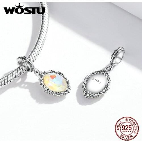 Wostu New Magic Mirror Charms 925 Silver Original Fit Bracelets Sterling Beads for diy Women Jewelry DXC1815