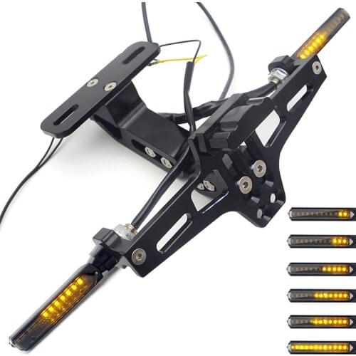 CNC Motorcycle License Plate Holder Flowing turn signal light For YAMAHA tmax 500 mt07 2018 tmax530 mt 07 bws 125 tracer 900