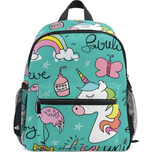 ALAZA Unicorn print Children Backpacks Kids Kindergarten School Bags Backpacks Baby Boys Girls Nursery Toddler Cute Rucksack hot