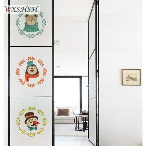 Custom Size Electrostatic Glass Film Christmas Style Cute Cartoon Pattern Private Removable Anti-UV Decorative Foil 40cmx100cm