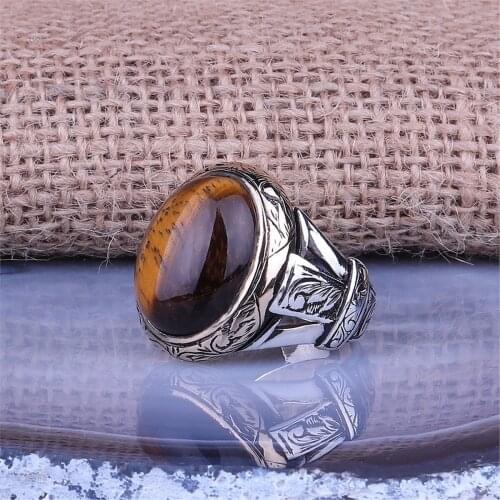 Tiger Eye Stone 925 Sterling 925 K Silver Ring