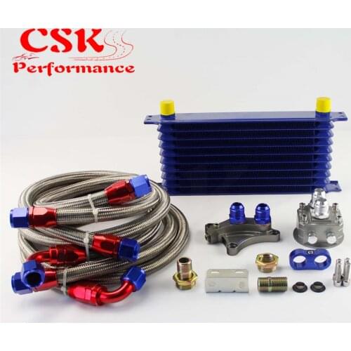 10 Row Oil Cooler Kit Fits For Nissan Silvia S13 S14 S15 180SX 200SX 240SX SR20DET Blue