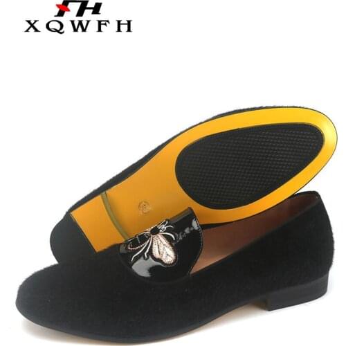 XQWFH Mens Loafers Horsehair Slip on Leather Shoes Men Casual Shoes Fashion Lazy Peas Shoes Mixed Color Driving Shoes size 13.5