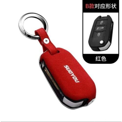 Fashion Luxury Car Key Case Cover Genuine Plush Leather Galvanized Alloy For Peugeot 308 508 4008 Citroen DS Red Brown Styling