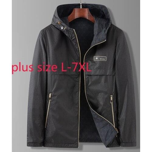 New Arrival Fashion Spring And Autumn Young Men Hooded Printed Jacket Double Sided Coat Casual Plus Size LXL2XL3XL4XL5XL6XL7XL