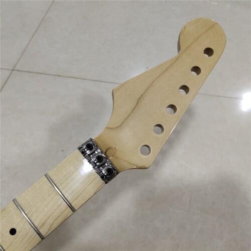 Reverse Head 22 Frets Maple Electric Guitar Neck Replacement Maple Fingerboard Locking nut Gloss