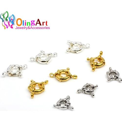 OlingArt 11/13/14/15mm 6pcs/lot Clasps DIY Bracelets Steering Wheel Buckle Hooks Jewelry making Silver plated Gold Connectors