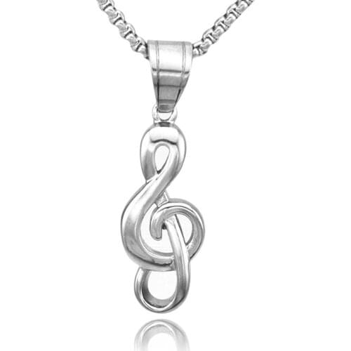 CHIMDOU girl boy gift stainless steel music symbol pendant casual men jewelry high note necklace charm bijoux