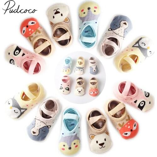 Pudcoco Baby Boys Girls Socks Toddler Cute Ankle Socks Cartoon Animal Print Anti Slip Cotton Sock 1-3Years
