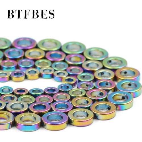 Multicolored Circle 8/10/12/14mm Hematite Natural Stone Charm Round Spacer Loose Beads For Jewelry bracelet Making Diy Necklace