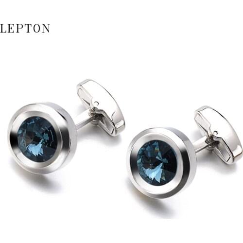 Low-key Luxury Dark Blue AAA Crystal Cufflinks For Mens Shirt Suit Cuffs Lepton High Quality Lawyer Groom Wedding Cuff links