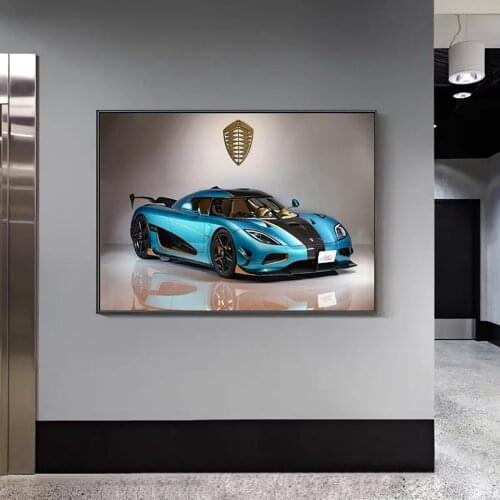 Modern Classic Blue Cool Super Sports Car Sedan Posters And Prints Canvas Paintings Wall Art Pictures For Living Room Decor