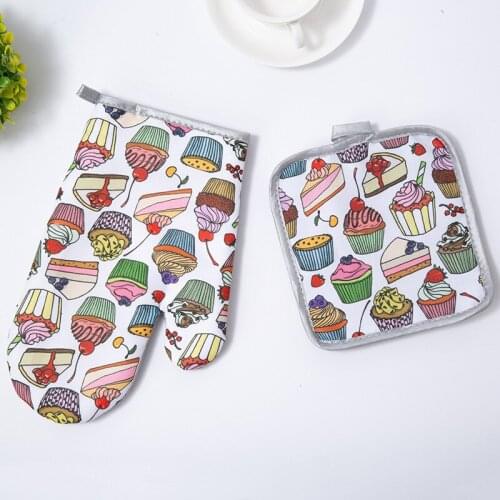 Cotton Cactus Flamingo Kitchen Insulated Pad Cooking Microwave Baking BBQ Oven Potholders Oven Mitts Kitchen Gloves