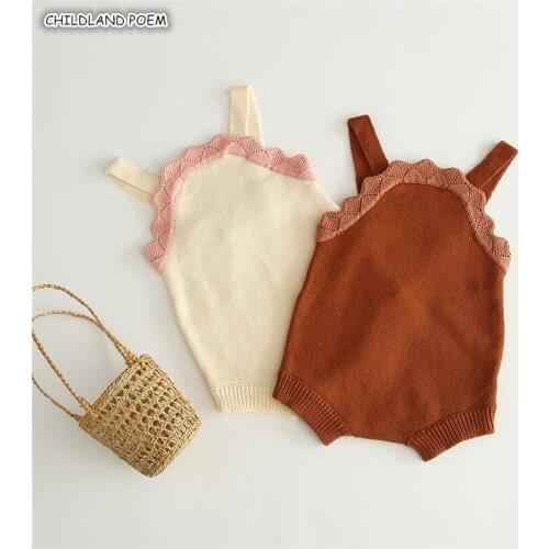 Knitted Baby Romper Newborn Baby Clothes 100% Cotton Baby Girl Boy Romper Sleeveless Toddler Infant Baby Jumpsuit Overalls 0-2Y