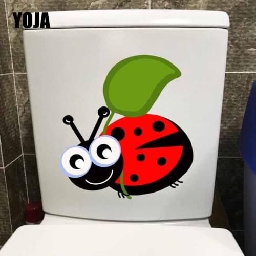 YOJA 20X21.6CM Cute Coccinella Septempunctata Home Decor Wall Sticker Toilet Decal Cartoon Insects T5-1052
