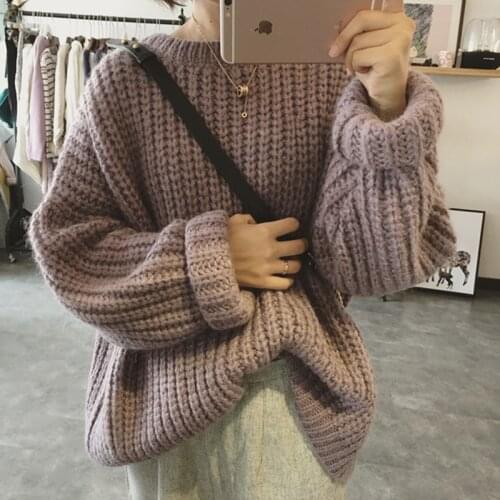 Sweaters for Women 2020 O-Neck Solid Casual Fall Sweaters for Women Long Sleeve Loose Pullover Jumper Sweater Female