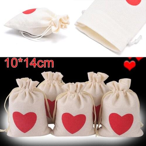 1Pcs Christmas Love Gift Bags Jute Bag Candy Storage Pouch DIY Xmas Jewelry Bag
