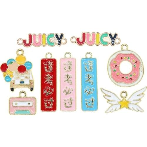 10pcs/lot Cute Radio Balloon Car Donut Enamel JUICY Charms Star For Earrings Necklace Bracelet DIY Jewelry Making Finding XL1056