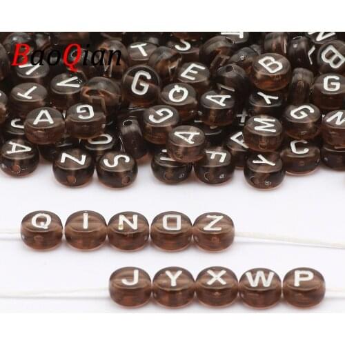 100-500pcs Transparent Brown Acrylic Letter Loose Beads For Jewelry Making Charm Bracelet Necklace Accessories DIY Amulet