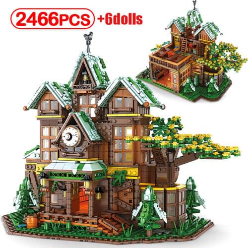 2466pcs City Time Room Tree House Model Building Blocks Moc Friends Villa Architecture Figures Bricks DIY Toys for Children Gift