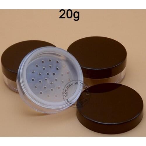 30pcs/lot 20g/5g loose Powder Jar with Sifter for face foundation minerals powder with black lid