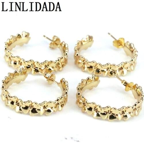 5Pairs Fashion Brass Flower Earrings For Women Gold Color Pendientes 2021 NEW Jewelry