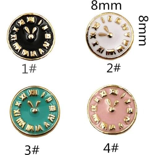 50pcs/pack Japan 3D Nail Art Decorations Alloy Kawaii White Black Clock Nail Parts Metal Nail Accessory DIY Nail Tool Supplies